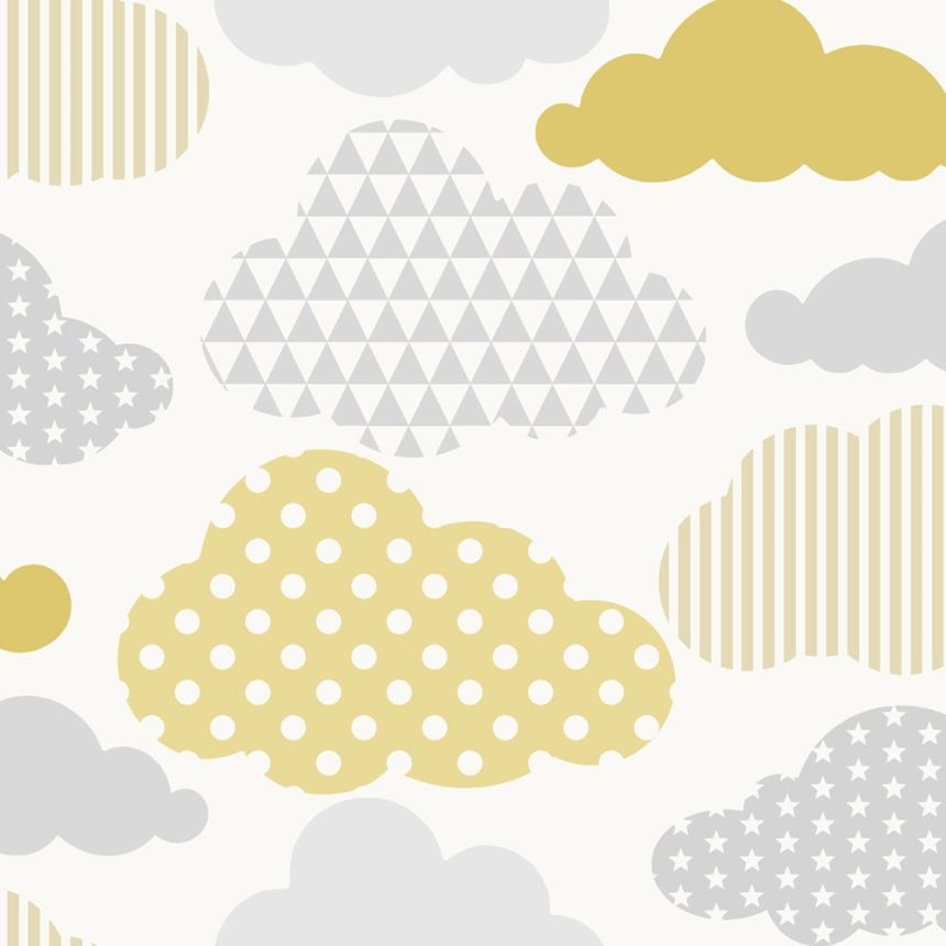 Children's non-woven wallpaper, 108267, Clouds Yellow Grey, Kids@Home 6, Graham & Brown