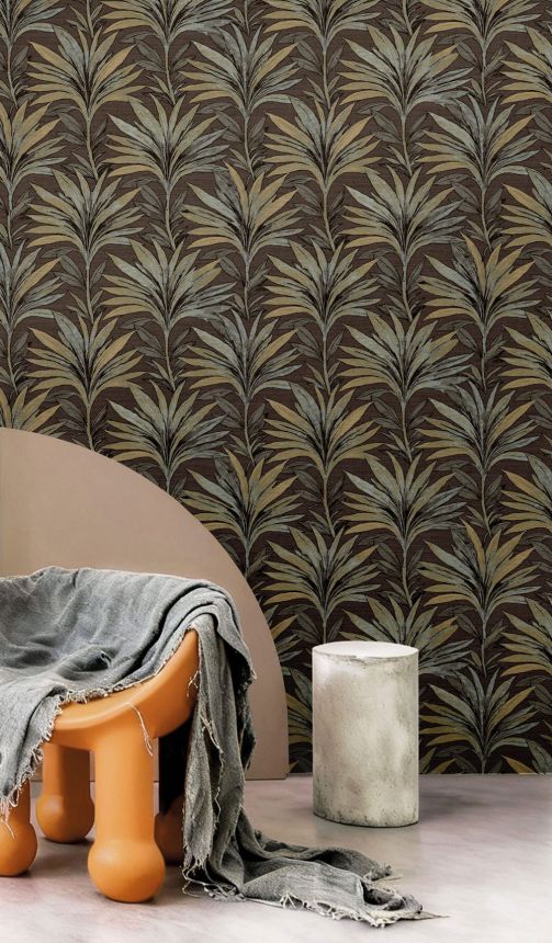 Wallpaper, brown, grey, leaves, 5819, Jaipur, Parato by Cristiana Masi