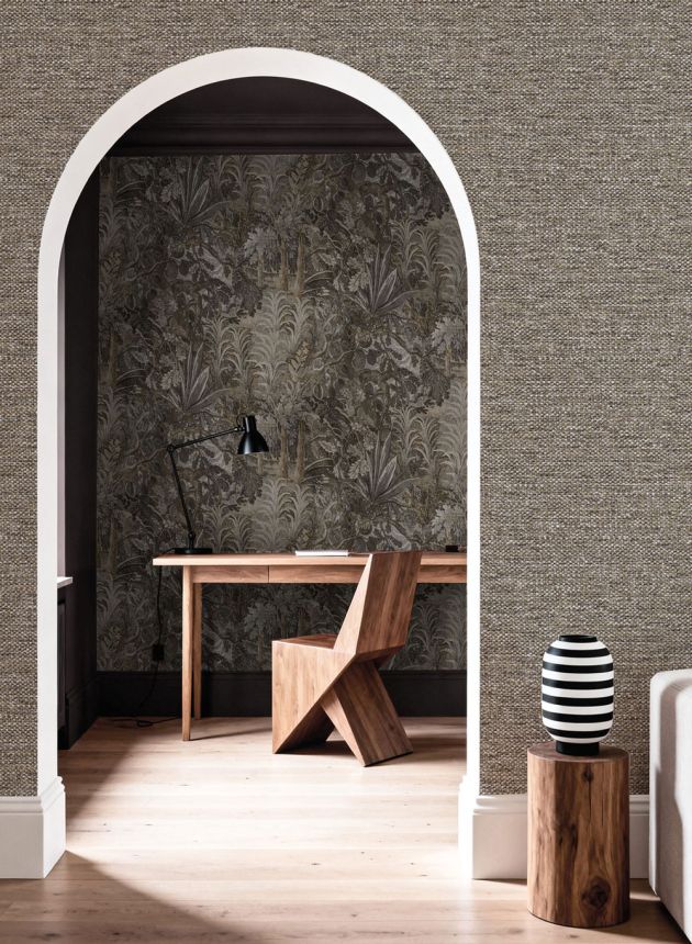 Wallpaper, grey, black, plants, leaves, 5821, Jaipur, Parato by Cristiana Masi