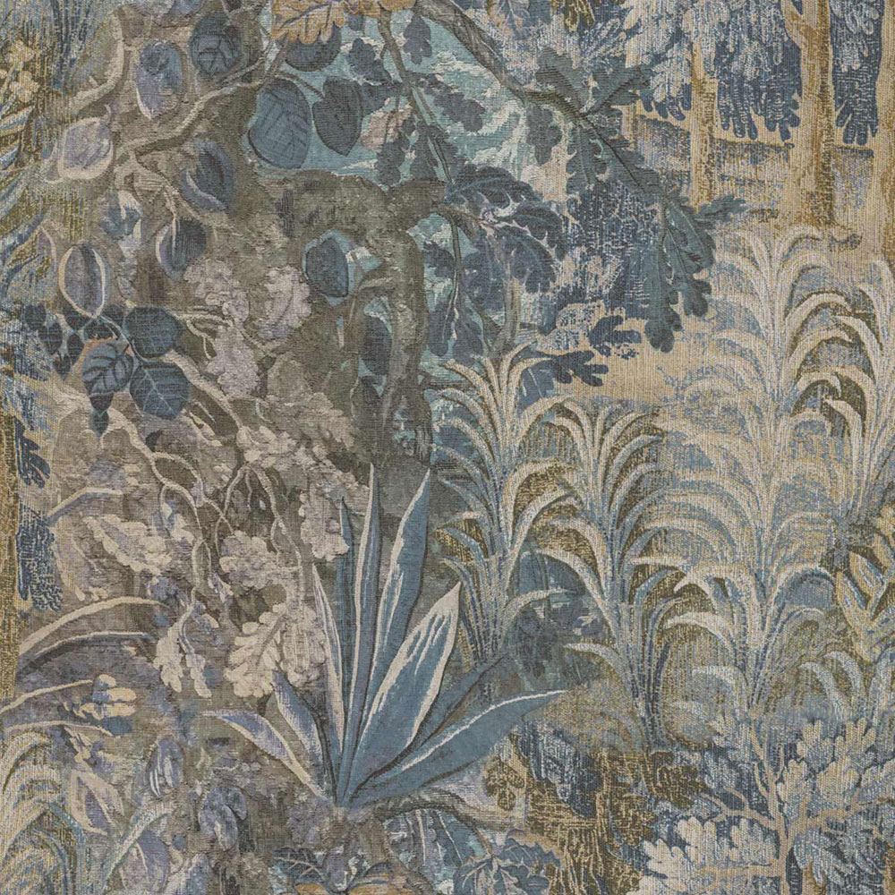 Wallpaper, blue, grey, plants, leaves, 5826, Jaipur, Parato by Cristiana Masi