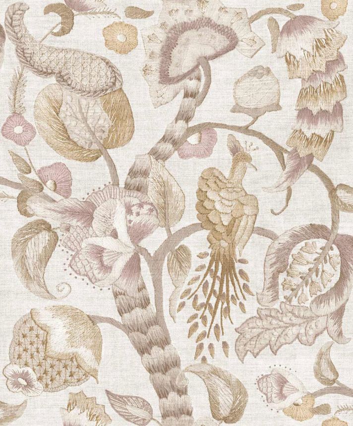 Wallpaper, pink, beige, flowering branches, birds, 5804, Jaipur, Parato by Cristiana Masi