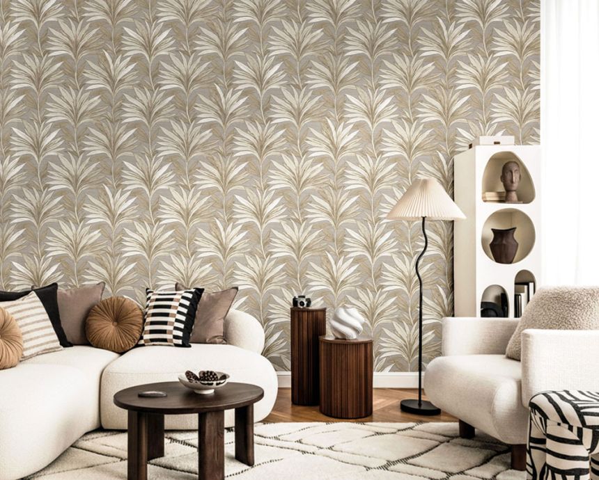Wallpaper, grey, beige, leaves, 5810, Jaipur, Parato by Cristiana Masi
