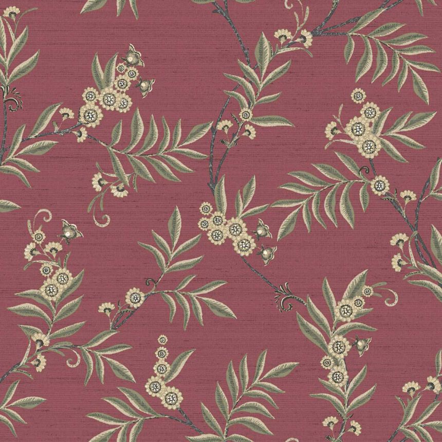Wallpaper, burgundy, green, flowering branches, 7704, Agora, Parato by Cristiana Masi