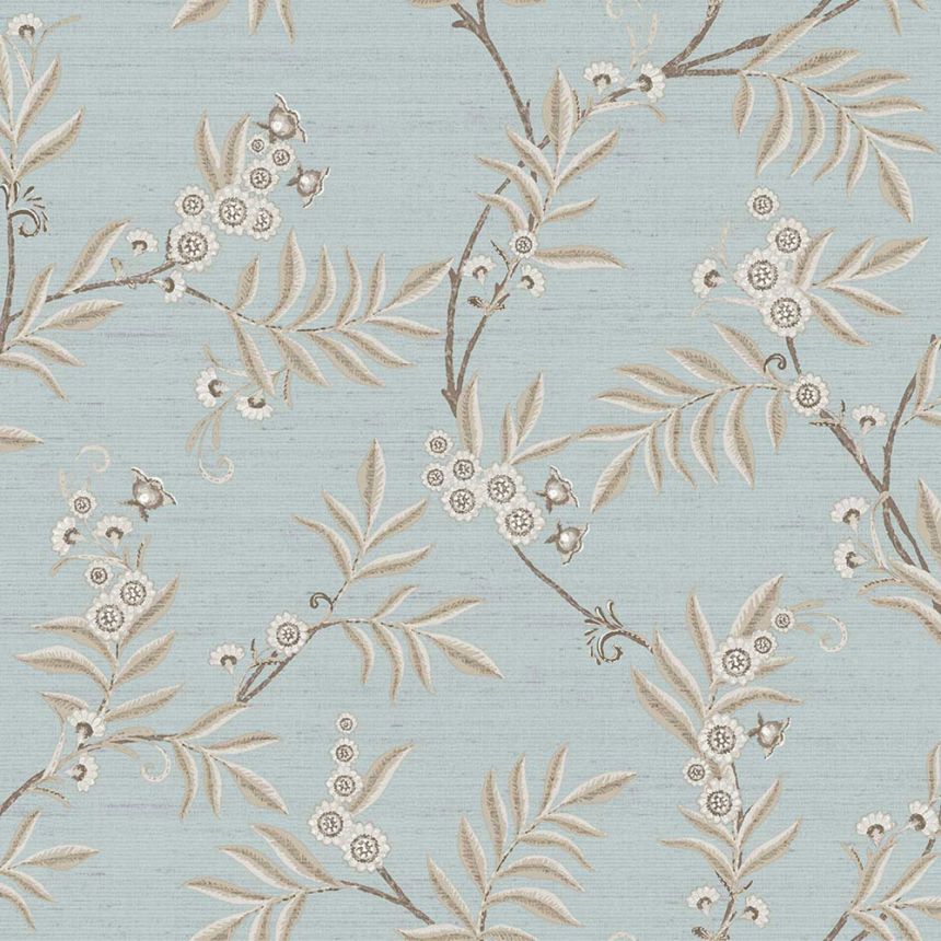 Wallpaper, pale blue, beige, flowering branches, 7706, Agora, Parato by Cristiana Masi