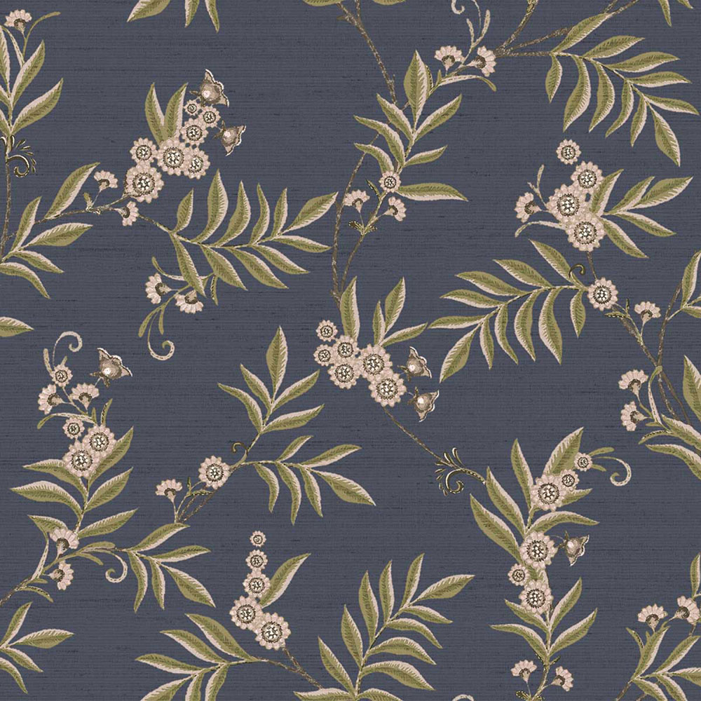 Wallpaper, blue, pink, flowering branches, 7708, Agora, Parato by Cristiana Masi