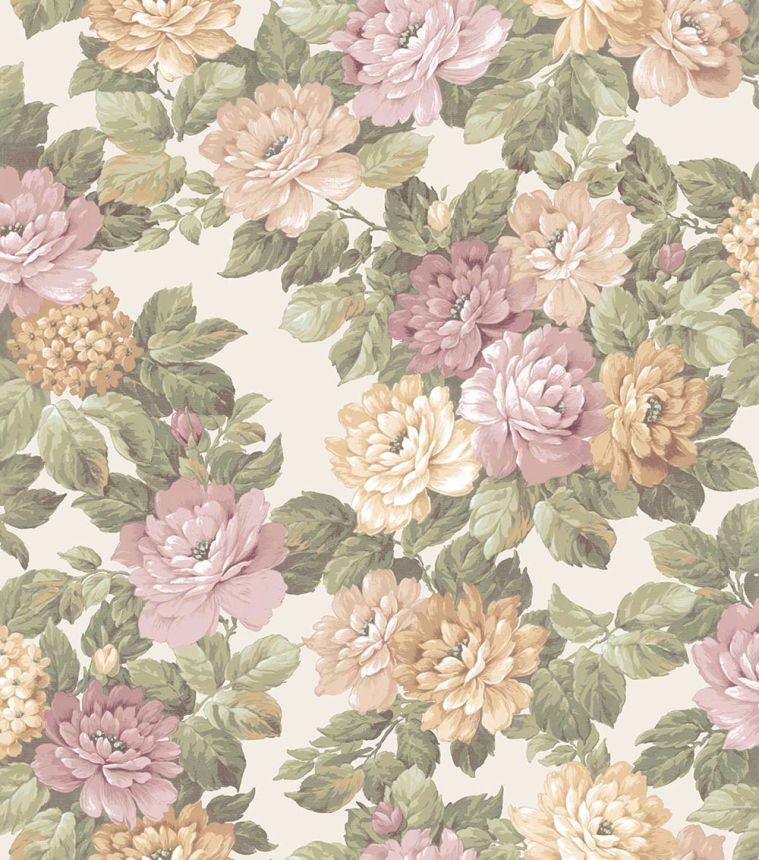 Floral wallpaper, pink, green, 7714, Agora, Parato by Cristiana Masi