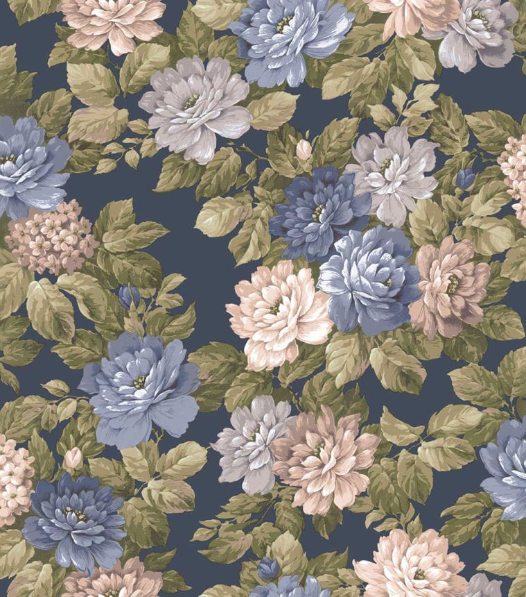Floral wallpaper, blue, purple, 7717, Agora, Parato by Cristiana Masi