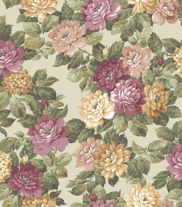 Floral wallpaper, green, beige, 7718, Agora, Parato by Cristiana Masi
