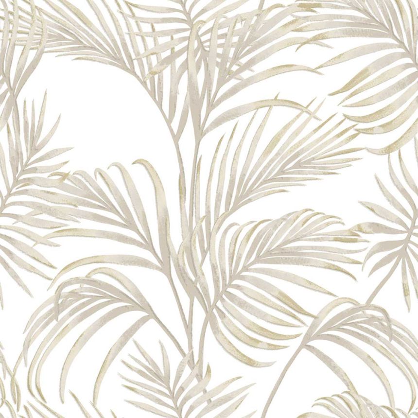 Luxury white wallpaper with palm leaves, 7730, Agora, Parato by Cristiana Masi