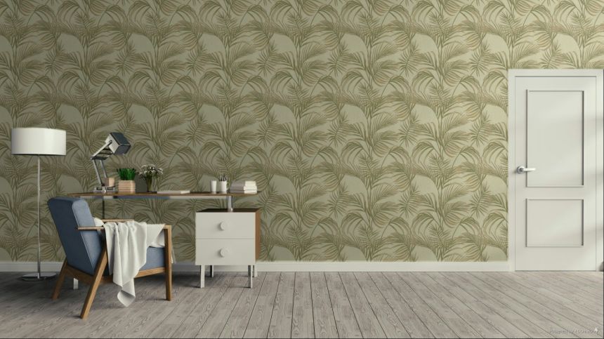 Luxury green wallpaper with palm leaves, 7735, Agora, Parato by Cristiana Masi