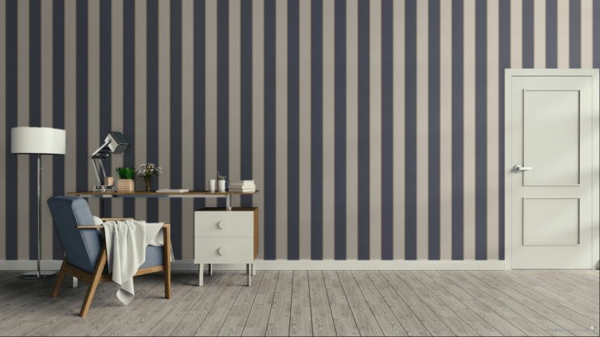 Wallpaper, blue-beige, stripes, 7757, Agora, Parato by Cristiana Masi