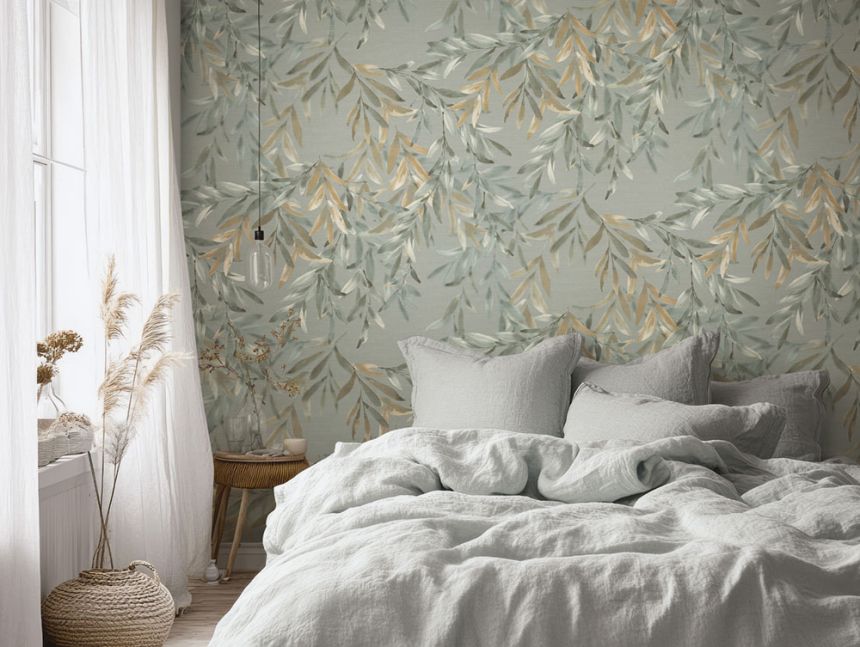 Wallpaper, grey, leaves, 74030, Armonia, Emiliana Parati