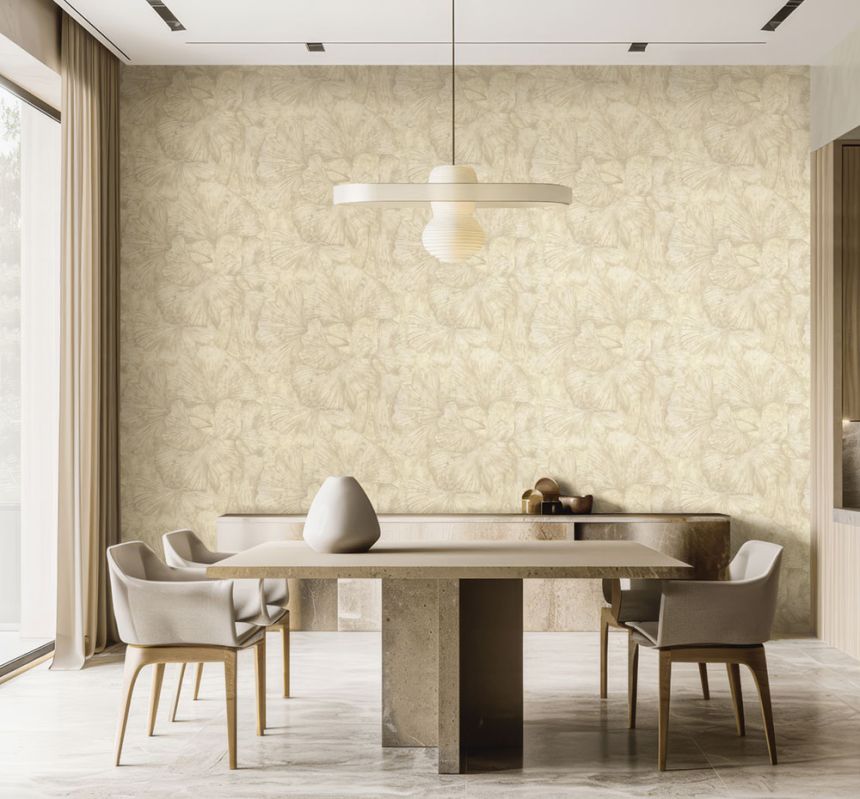 Wallpaper, beige, cream, leaves, BM31004, Blumarine, Emiliana Parati