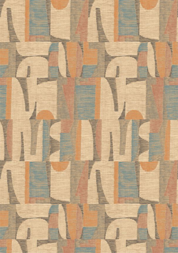Geometric Mural Wallpaper, Beige, Grey, IMD28100, Imani, Decoprint