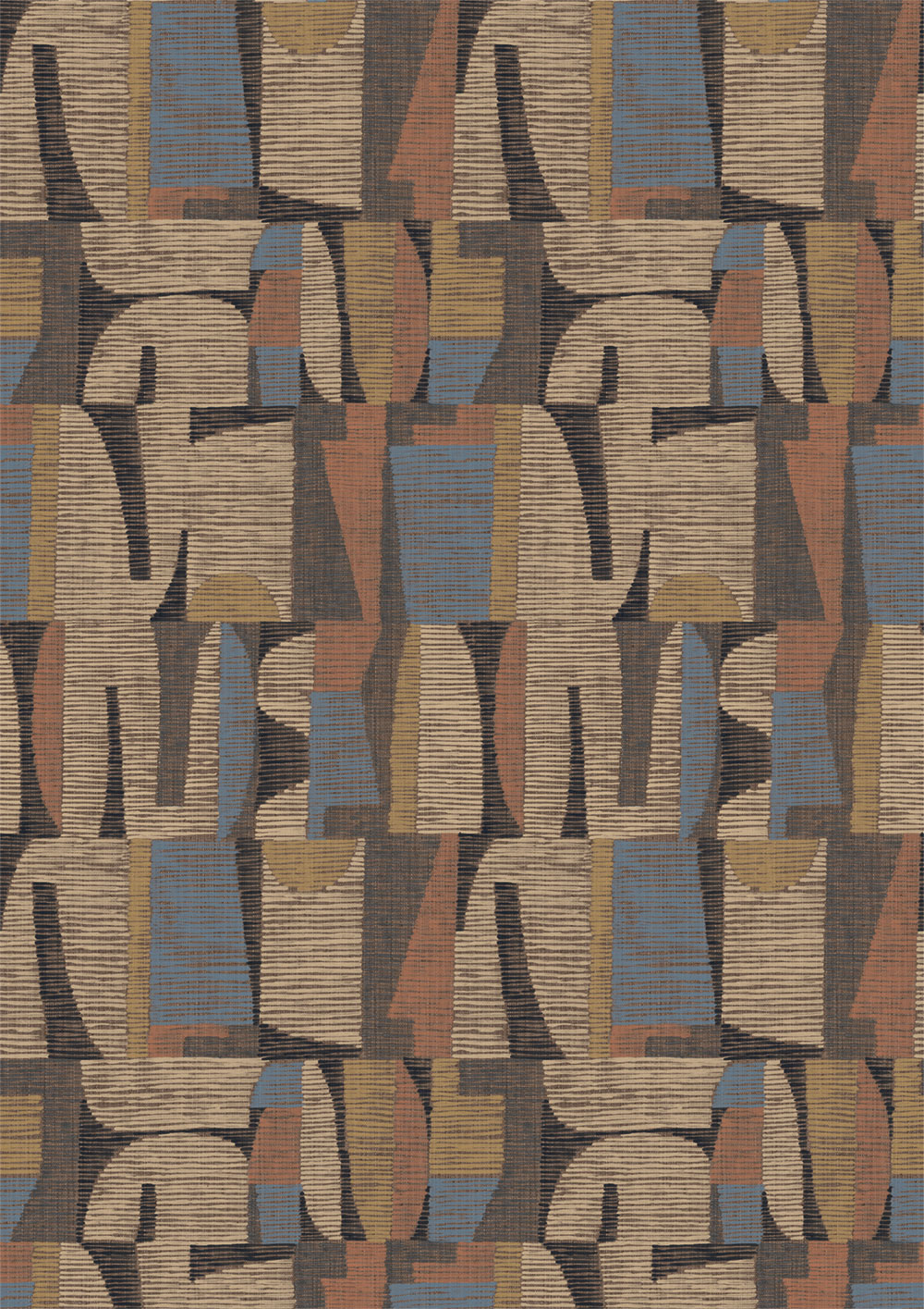 Geometric Mural Wallpaper, Brown, Red, IMD28101, Imani, Decoprint