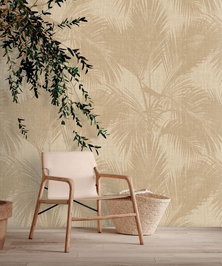 Mural Wallpaper, Palm Leaves, Beige, Brown, IMD28122, Imani, Decoprint