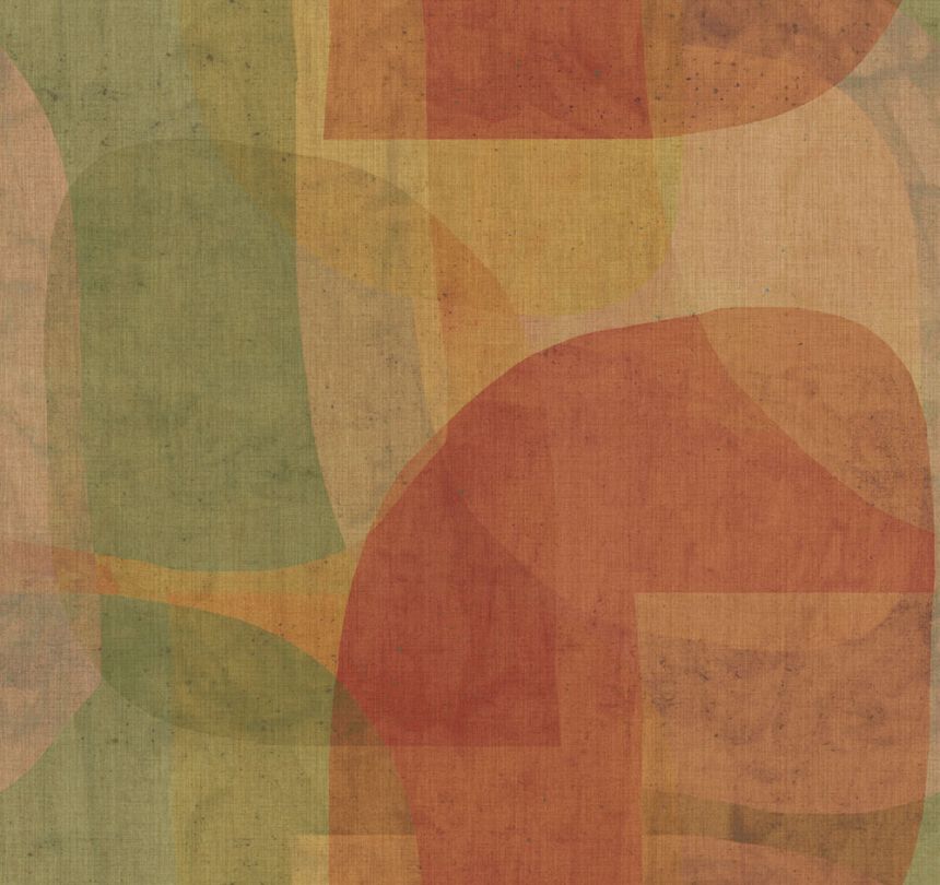 Geometric Mural Wallpaper, Red, Green, IMD28130, Imani, Decoprint