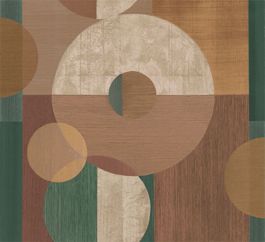 Geometric Mural Wallpaper, Green, Brown, IMD28141, Imani, Decoprint