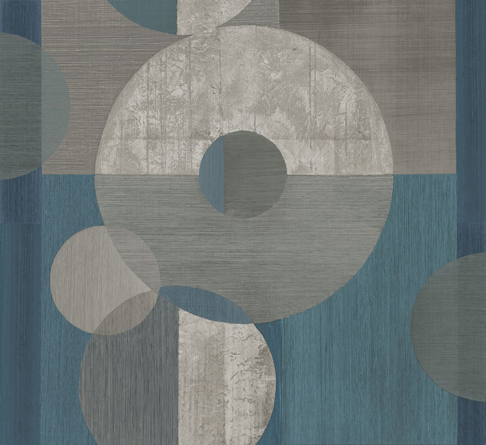 Geometric Mural Wallpaper, Blue, Grey, IMD28143, Imani, Decoprint