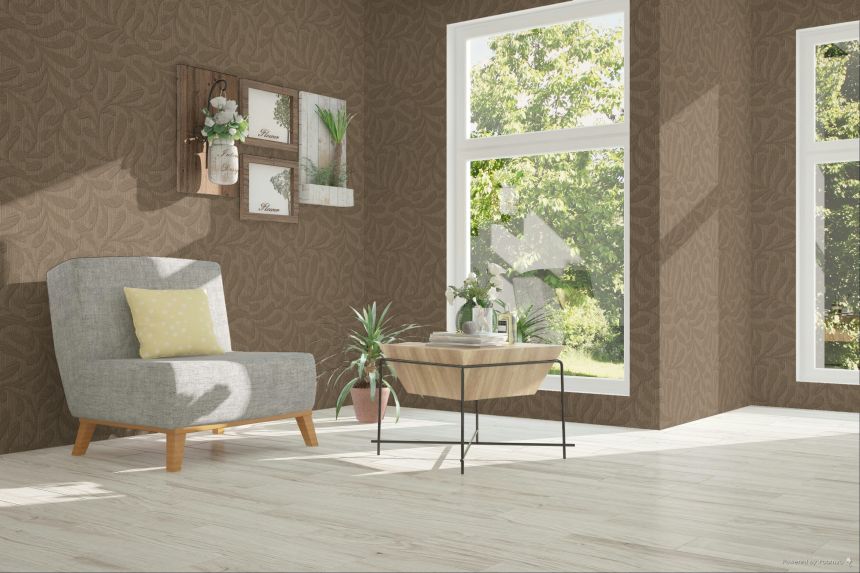 Wallpaper, Brown, Red, Wood Effect, Leaves, TN29053, Terra Nova, Decoprint