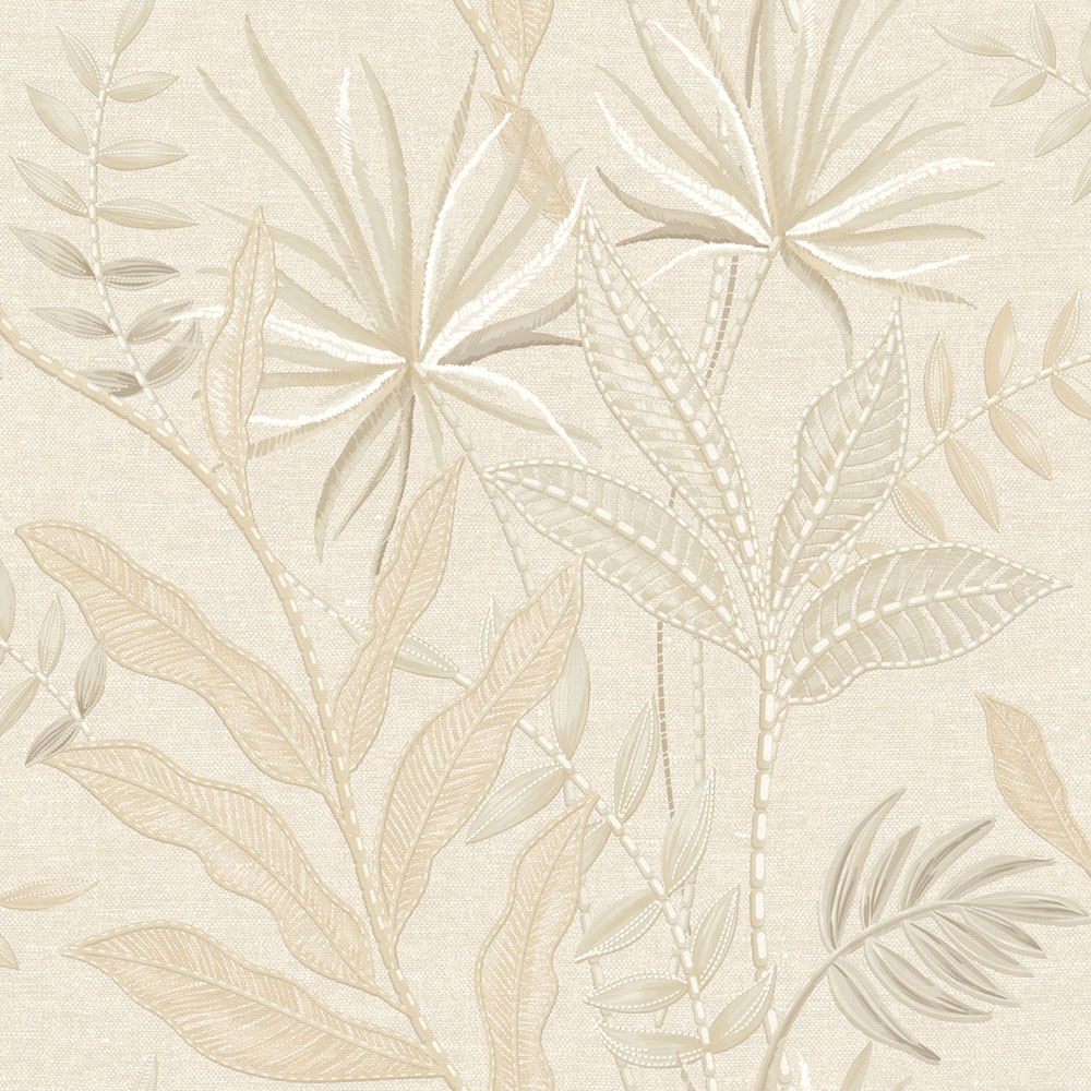 Wallpaper, Beige, Fabric Effect, Leaves, TN29080, Terra Nova, Decoprint
