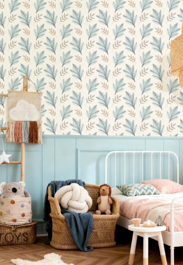 Wallpaper, blue, gold, leaves, 4415, Momi, Parato by Cristiana Masi