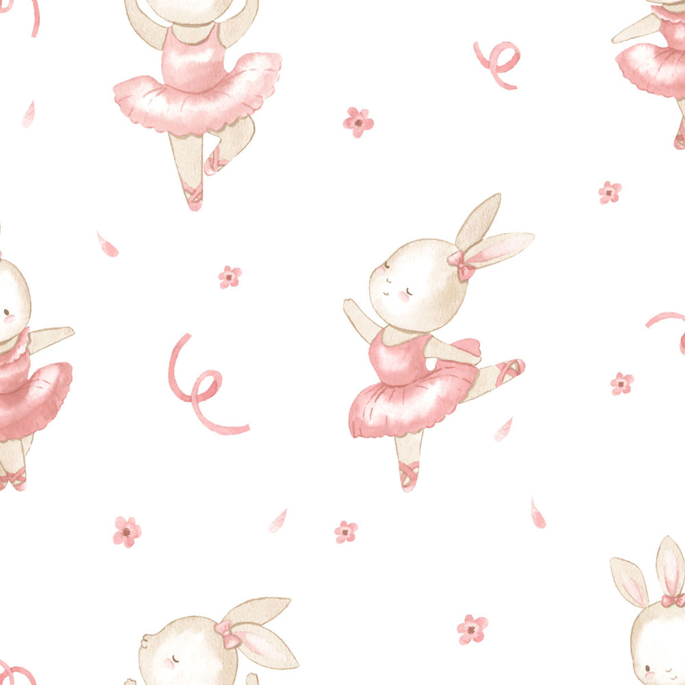 Children’s wallpaper, pink, beige, bunnies, 4430, Momi, Parato by Cristiana Masi