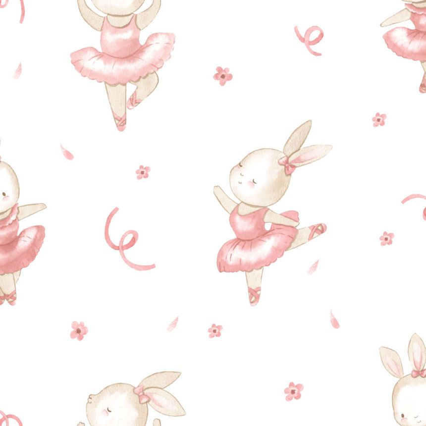 Children’s wallpaper, pink, beige, bunnies, 4430, Momi, Parato by Cristiana Masi