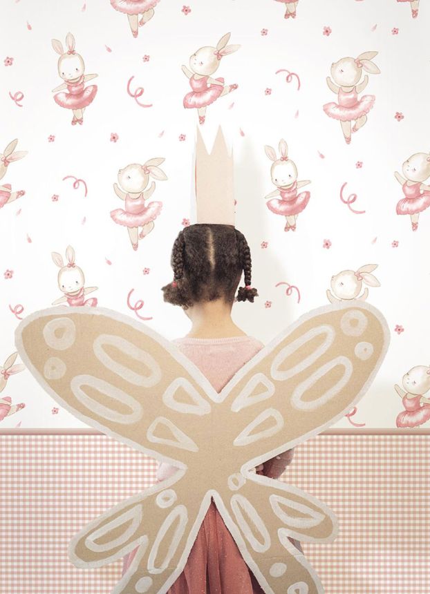 Children’s wallpaper, pink, beige, bunnies, 4430, Momi, Parato by Cristiana Masi