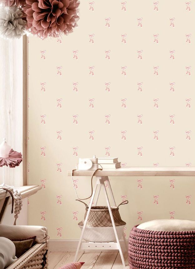 Children’s wallpaper, beige, pink, ballerinas, 4434, Momi, Parato by Cristiana Masi
