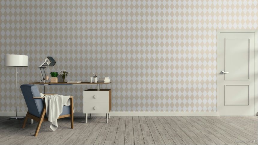 Wallpaper, beige, white, diamonds, 4446, Momi, Parato by Cristiana Masi