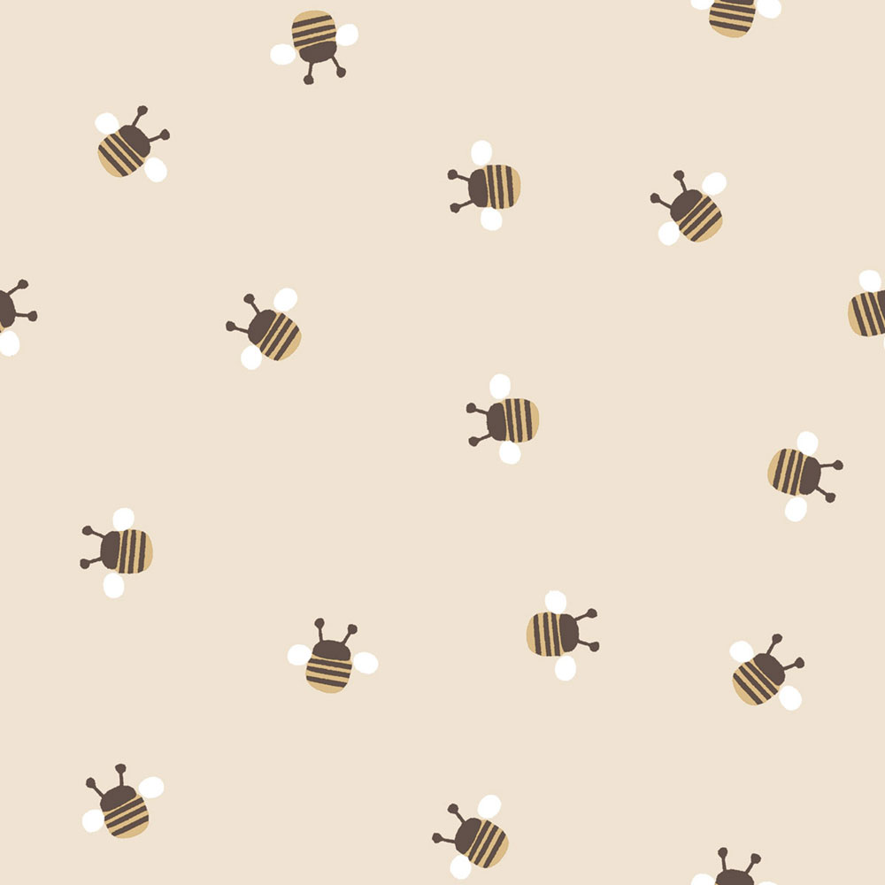 Children’s wallpaper, beige, brown, bees, 4448, Momi, Parato by Cristiana Masi