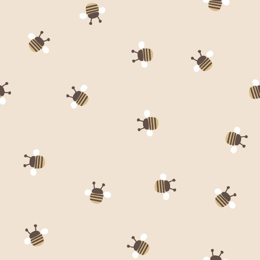 Children’s wallpaper, beige, brown, bees, 4448, Momi, Parato by Cristiana Masi