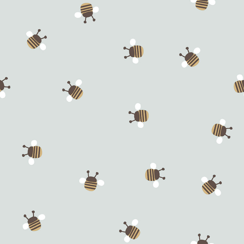 Children’s wallpaper, blue, brown, bees, 4449, Momi, Parato by Cristiana Masi