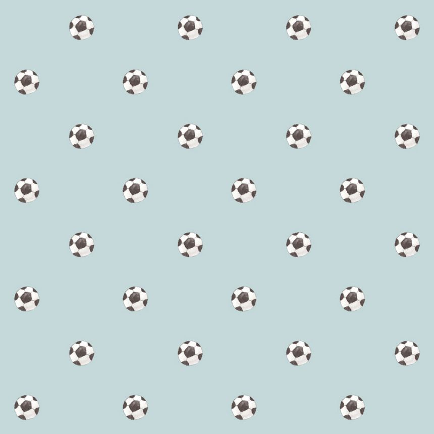 Children’s wallpaper, blue, black, footballs, 4454, Momi, Parato by Cristiana Masi