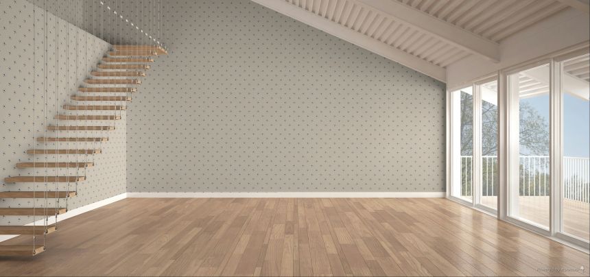 Children’s wallpaper, beige, black, footballs, 4455, Momi, Parato by Cristiana Masi