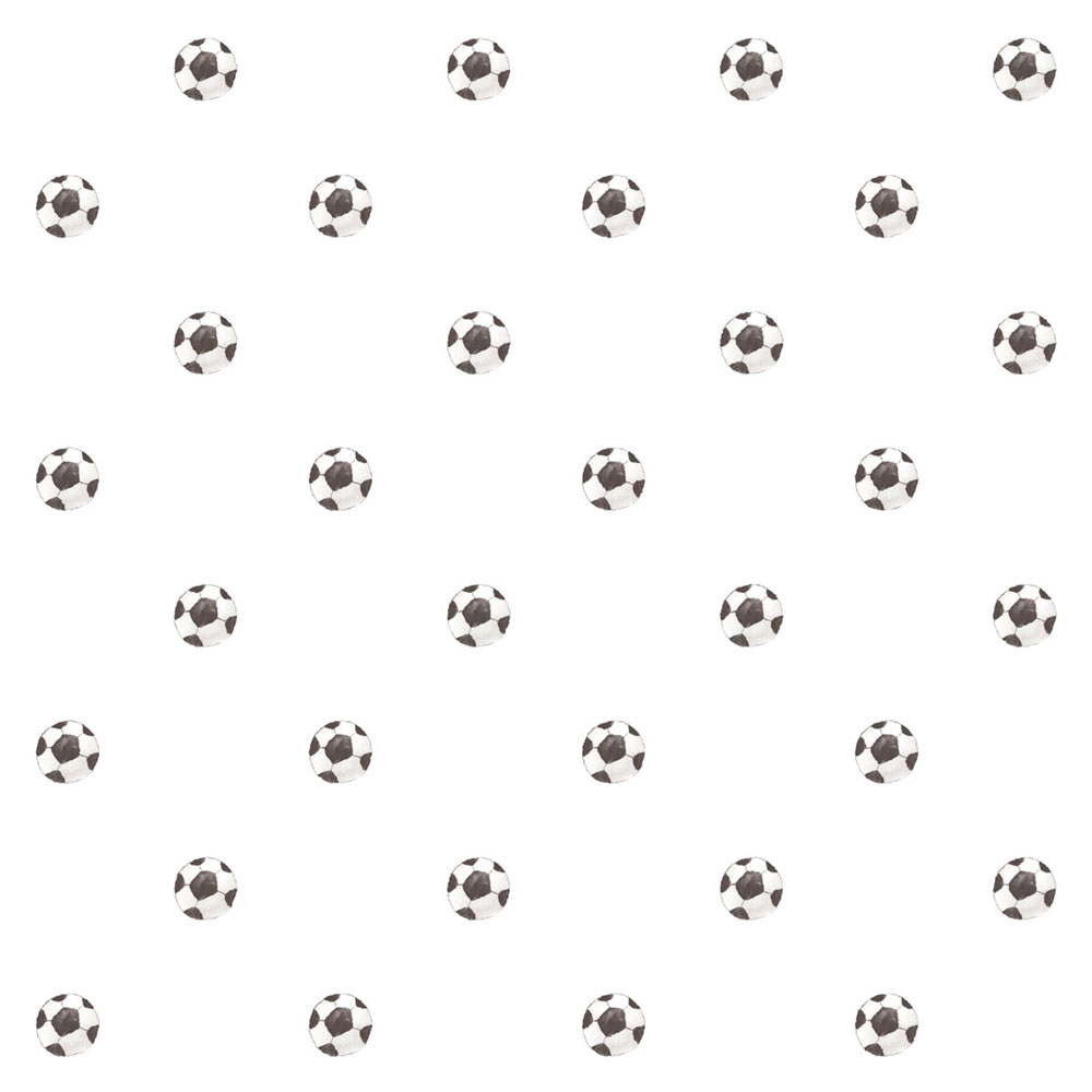 Children’s wallpaper, white, black, footballs, 4456, Momi, Parato by Cristiana Masi