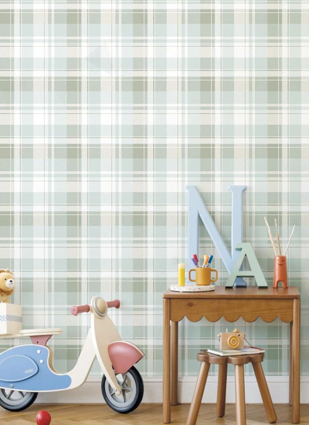 Wallpaper, blue, check fabric imitation, 4492, Momi, Parato by Cristiana Masi