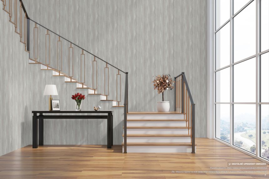 Wallpaper, grey, white, veneer effect, TRA303, Traces, Masureel