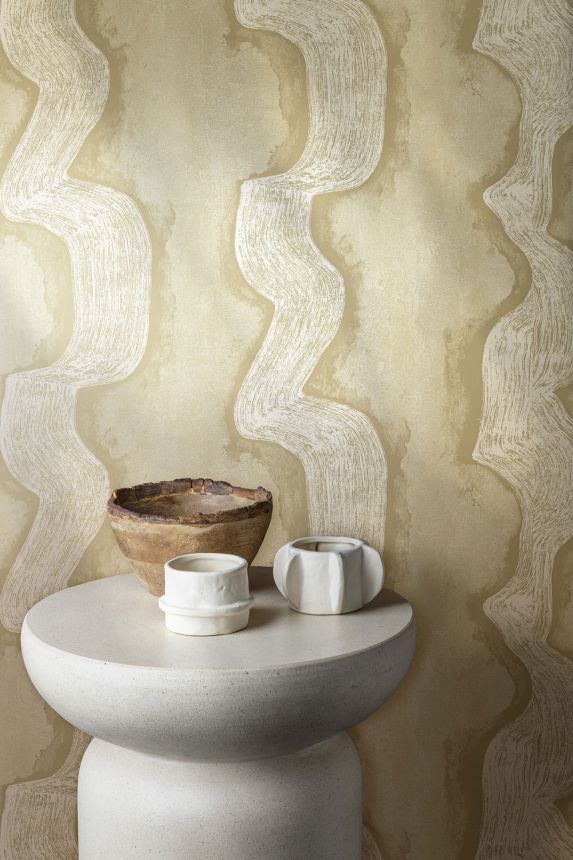 Mural wallpaper, grey, beige, waves, DGTRA301-300, Traces, Masureel