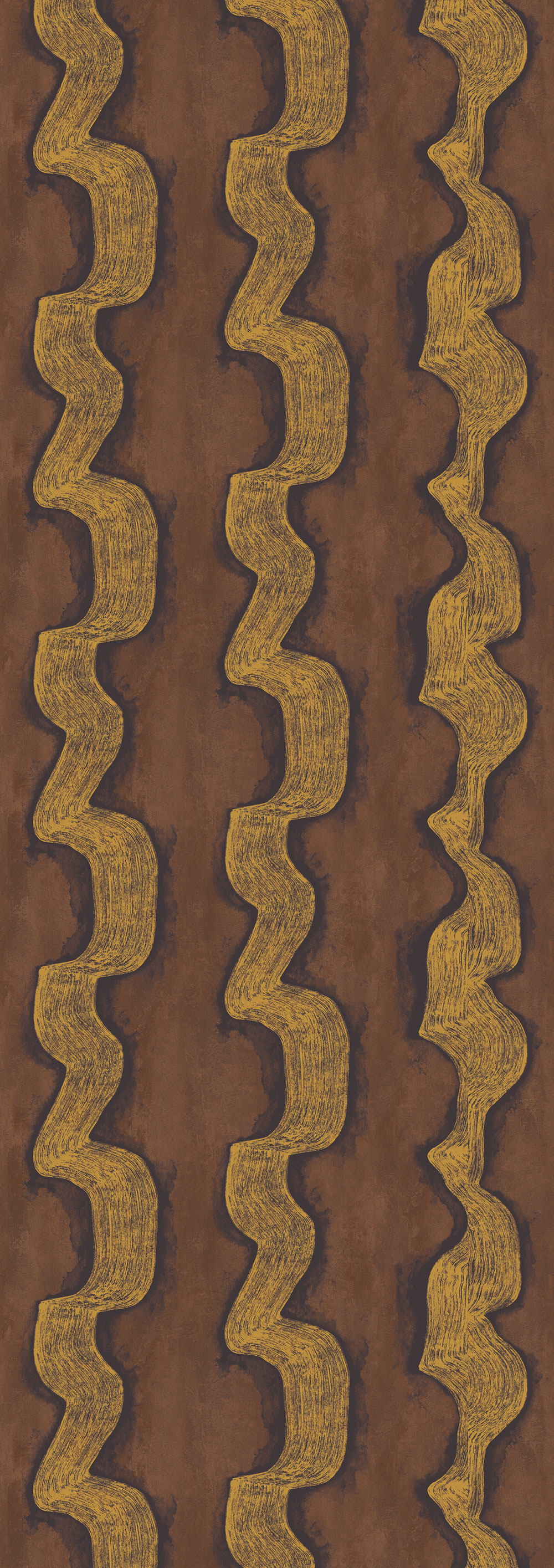 Mural wallpaper, gold, brown, waves, DGTRA302-260, Traces, Masureel