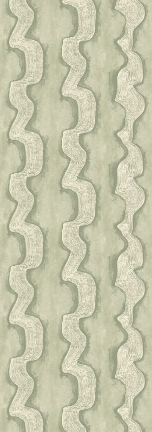 Mural wallpaper, green, white, waves, DGTRA304-300, Traces, Masureel