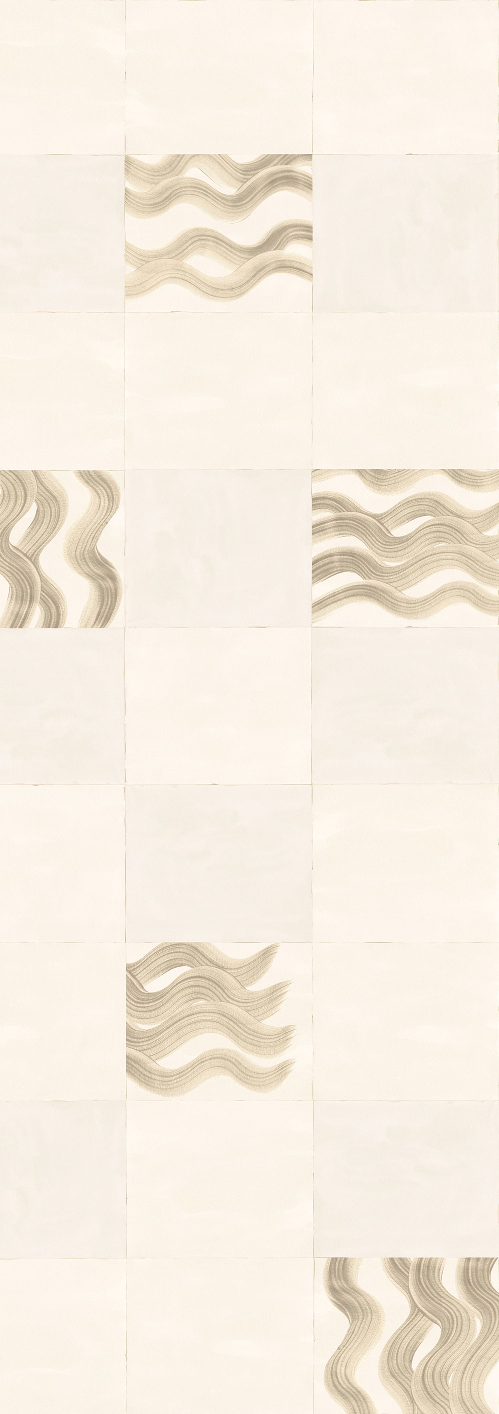 Mural wallpaper, beige, grey, waves in squares, DGTRA6013-260, Traces, Masureel
