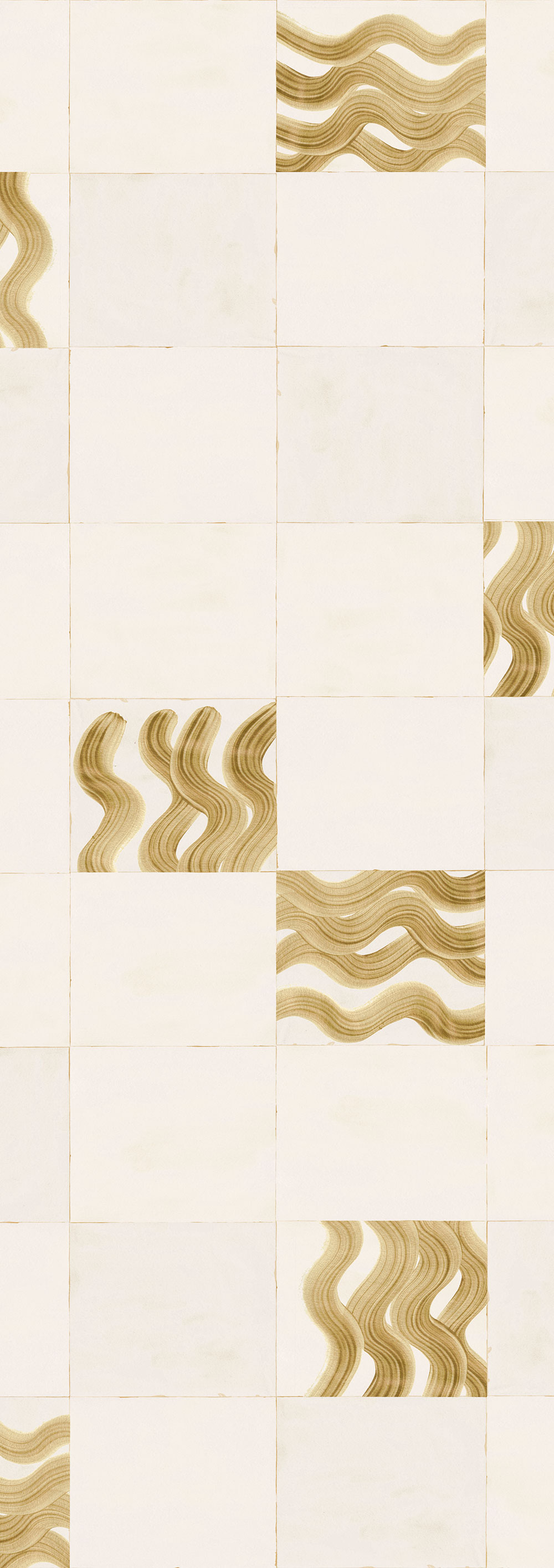 Mural wallpaper, beige, gold, waves in squares, DGTRA6022-260, Traces, Masureel