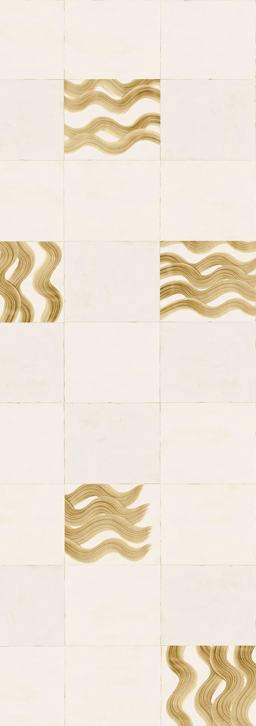 Mural wallpaper, beige, gold, waves in squares, DGTRA6023-260, Traces, Masureel