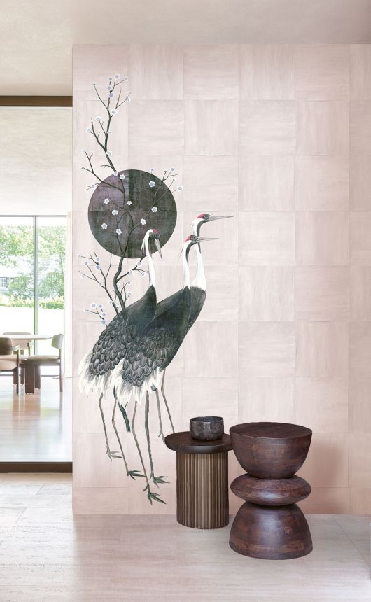 Mural wallpaper, pink, grey, mat effect, DGTRA7043-260, Traces, Masureel