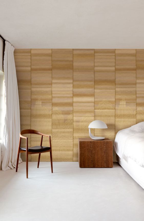 Mural wallpaper, beige, brown stripes, DGTRA8011-300, Traces, Masureel