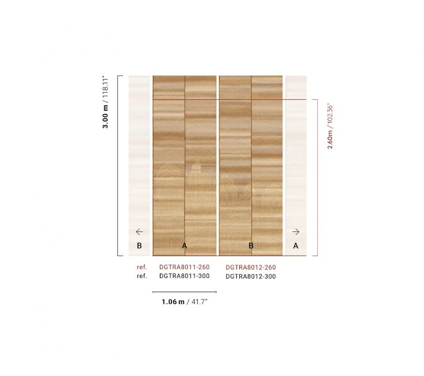 Mural wallpaper, beige, brown stripes, DGTRA8011-300, Traces, Masureel
