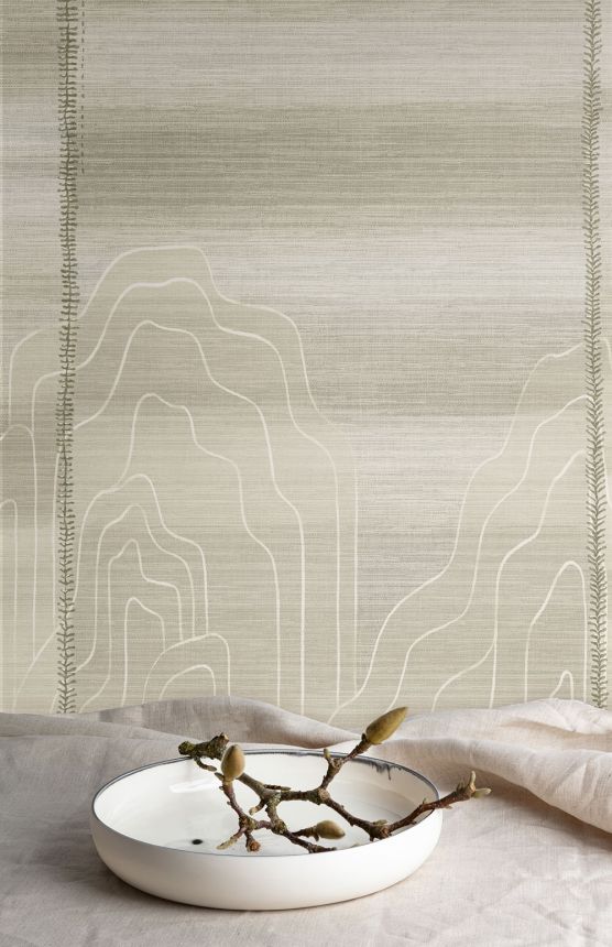 Mural wallpaper, beige, grey stripes, DGTRA8031-260, Traces, Masureel