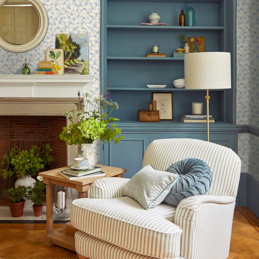 Wallpaper, Blue, Grey, Leaves, 122744, Laura Ashley 4
